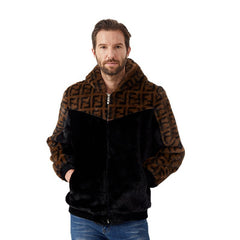 Custom-Made Mink Fur Leather Jacket with Unique Pattern Design