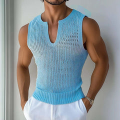 Men's Retro Casual Knit V-Neck Tank Top MTA0234D6TO