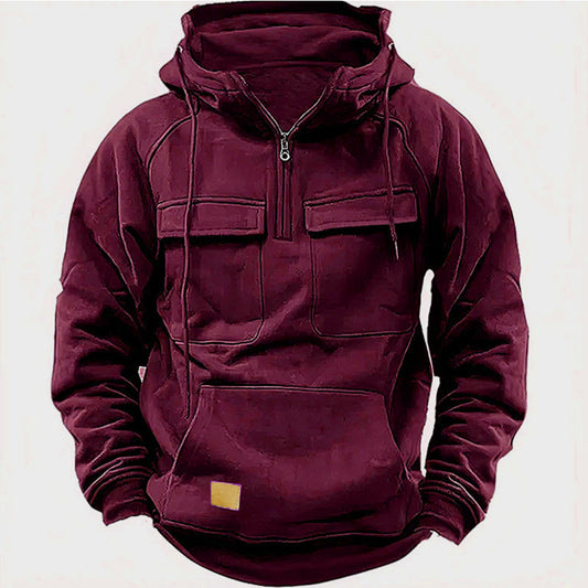 Stylish Black Hooded Jacket with Dual Pockets - Perfect for Casual and Outdoor Adventures