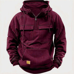 Stylish Black Hooded Jacket with Dual Pockets - Perfect for Casual and Outdoor Adventures