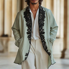Men's Spring Fashion Lace Embroidery Thin Jacket MTA2837C1P