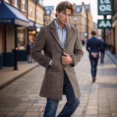 Classic Plaid Overcoat for Men - Perfect for Urban Elegance