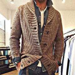 MEN'S VINTAGE LAPEL KNIT CARDIGAN JACKET 05701756X