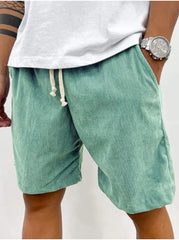 Men's Casual Corduroy Shorts with Adjustable Drawstring for Summer and Spring