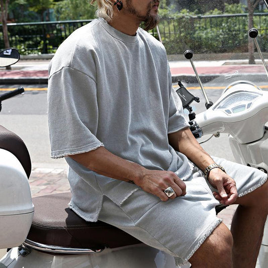 Men's Fashion Loose Short Sleeve T-shirt And Shorts Set 02514856Z