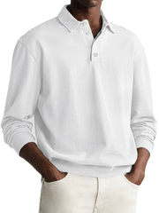 Stylish Long-Sleeve Polo Shirt For Men - Perfect For Casual And Semi-Formal Occasions
