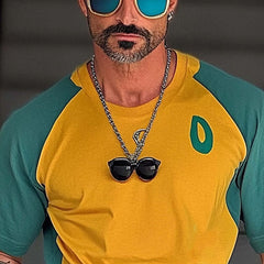 Men's Sports Contrast Color Round Neck Short Sleeve T-Shirt MTA2568C0X