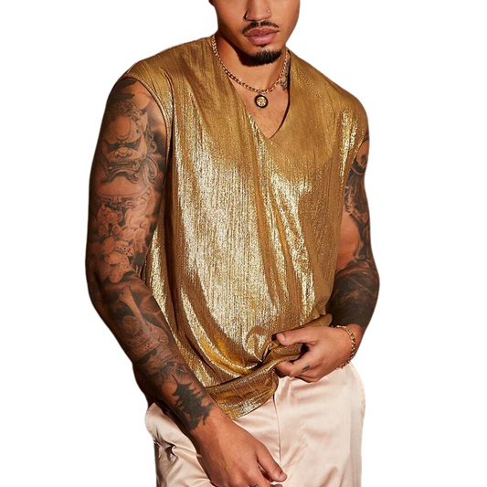 Men's Glitter Casual Solid Color Tank Top MTA3145C9X