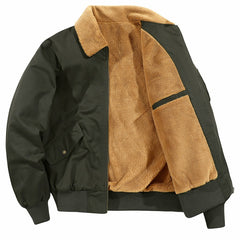 Warm Winter Bomber Jacket With Faux Fur Collar - Perfect For Outdoor Adventures