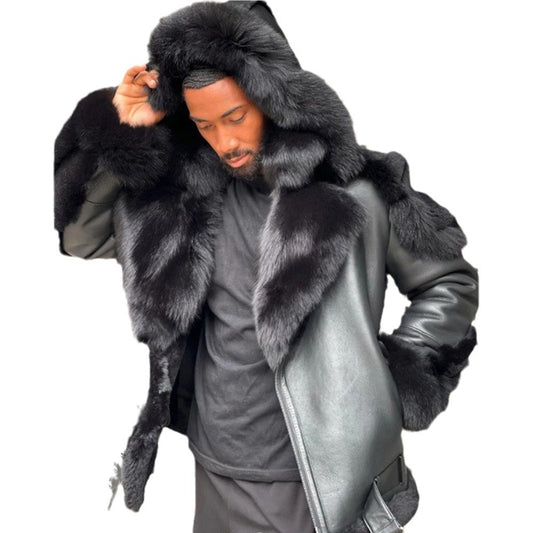 Luxurious Faux Fur Trimmed Jacket for Men - Winter Fashion Essential
