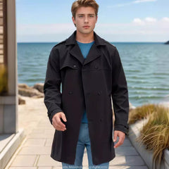 Classic Double-Breasted Trench Coat For Men - Stylish And Versatile Outerwear