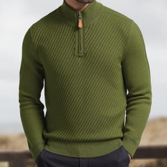 Men's Stylish Half-Zip Ribbed Sweater For Casual And Formal Wear