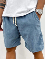 Men's Casual Corduroy Shorts with Adjustable Drawstring for Summer and Spring