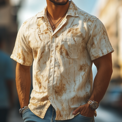 Men's American Retro Western Style Slim Fit Short Sleeve Shirt 03682248K