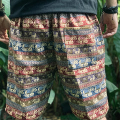 Colorful Elephant Pattern Shorts for Men - Perfect for Summer Travel and Casual Wear