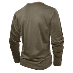 Men's Stylish Henley Long Sleeve T-Shirt - Perfect For Casual And Everyday Wear