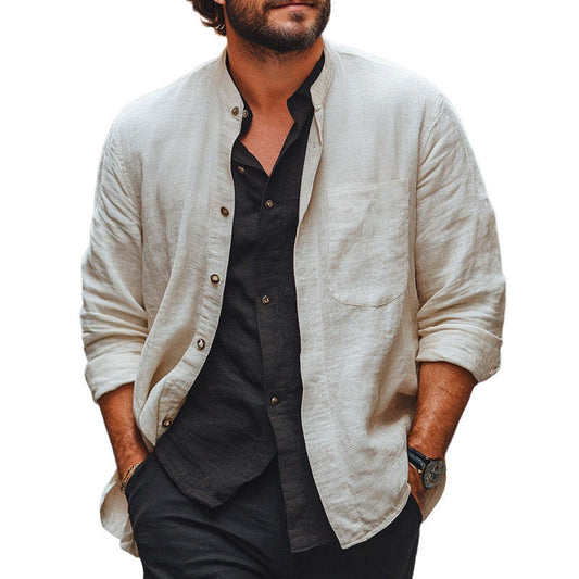 Men's Spring And Summer Thin Apricot Casual Shirt MTA1997C0U