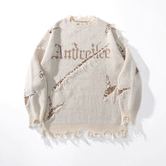Distressed Graphic Sweater For Trendy Looks
