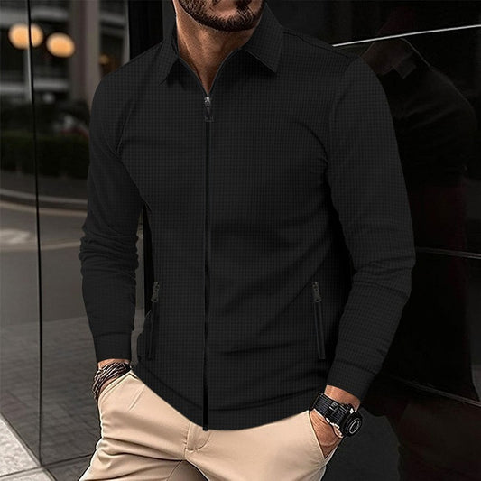 Stylish Men's Zip-Up Shirt Jacket for Casual and Formal Wear