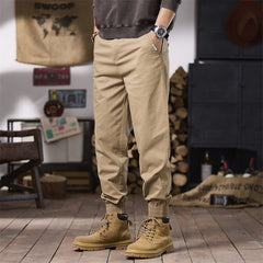 Men's Casual Tapered Cargo Pants with Adjustable Cuffs