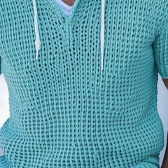 Men's Spring Fashion Woven Slim Fit Hooded Short Sleeve T-Shirt MTA0817D7P