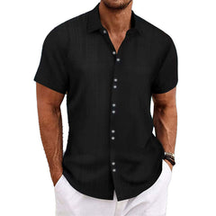 Men's Solid Color Textured Short Sleeve Shirt MTA1857C8X