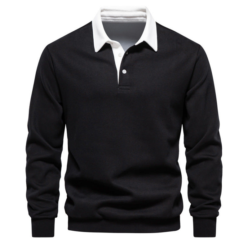 Classic Navy Blue Polo Shirt for Men - Stylish and Comfortable Long Sleeve Design