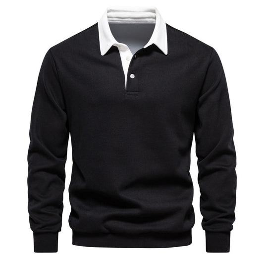 Classic Navy Blue Polo Shirt for Men - Stylish and Comfortable Long Sleeve Design
