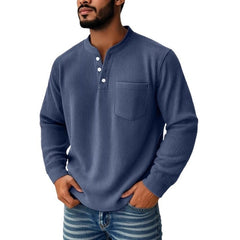 Stylish Henley Shirt With Vertical Stripes For Men - Perfect For Casual And Everyday Wear