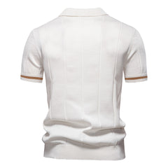 Men's Business Casual Woolen Polo Shirt Lapel Knitted Polo Shirt Short-sleeved
