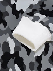 Camouflage Print Hoodie with Contrast Trim for Men - Perfect for Casual Wear and Outdoor Activities