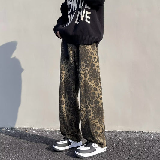 Leopard Print Wide-Leg Pants for Women - Trendy and Versatile Design