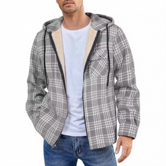 Flannel European And American Men's Jacket 2024 New Amazon Long-sleeved Hooded Plus Velvet Loose Men's Casual Jacket