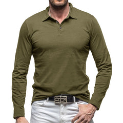Men's Stylish Long Sleeve Polo Shirt - Perfect For Casual And Formal Wear