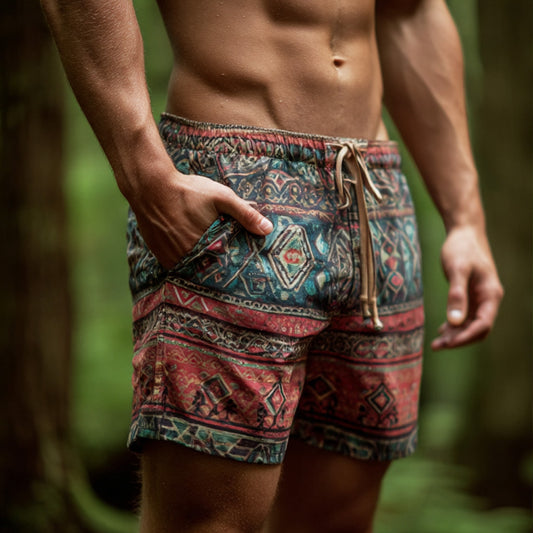 Colorful Tribal Pattern Shorts for Summer Adventures