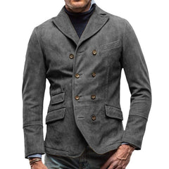 Olive Green Double-Breasted Blazer for Men - Stylish and Versatile Jacket