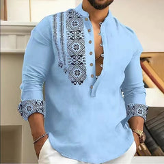 Stylish Embroidered Henley Shirt for Men - Perfect for Casual and Semi-Formal Occasions