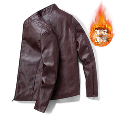 Stylish Stand-Collar Leather Jacket For Men - Perfect For Casual And Formal Wear
