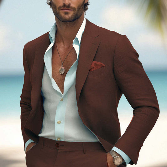 Men's Comfortable Cotton And Linen Blazer MTA0773D5U