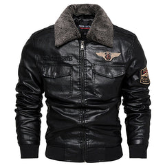 Classic Aviator Jacket With Embroidered Wing Patch