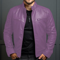 Stylish Men's Biker Jacket With Zippered Pockets And Sleek Design