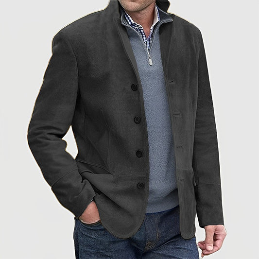 Men's Casual Wool Blend Lapel Single-breasted Slim Short Coat 85856791M