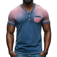 Men's Spring Fashion Casual Slim Gradient Printed Short Sleeve Shirt MTA1465C4K