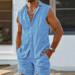 Stylish Sleeveless Linen Set for Men - Perfect for Summer Outings
