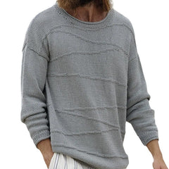 Cozy Knit Sweater With Textured Stripes For Men