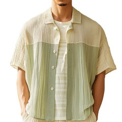 Men's Spring Fashion Textured Fabric Short Sleeve Casual Sports Shirt MTA0836D0P