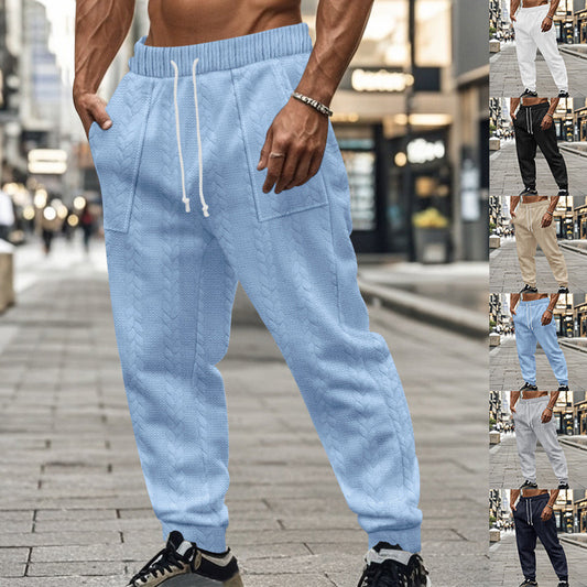 Men's Fashionable Textured Jogger Pants with Adjustable Drawstring Waist