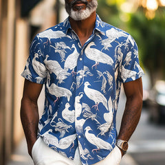 Men's Spring Fashion Pigeon Printed Casual Sports Short Sleeve Shirt MTA0975D7P
