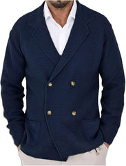 Double-Breasted Knit Cardigan Sweater for Men - Stylish and Versatile Outerwear