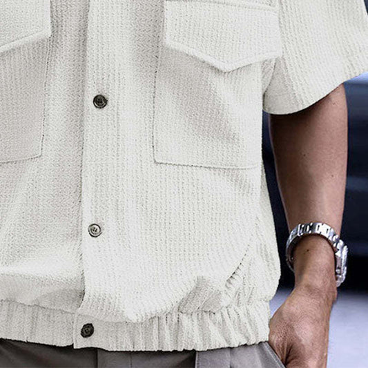 Men's Solid Waffle Short Sleeve Shirt MTA2824C1X